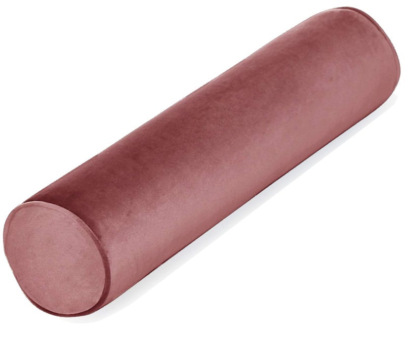 Tinbolunce Memory Foam Round Neck Pillow for Sleeping, Neck Pain Relief, Side Back Stomach Sleeper, Car or Office Chair Sofa,Cervical Bolster Length 24" x 6" Diameter (Gray Pink) - Image 1